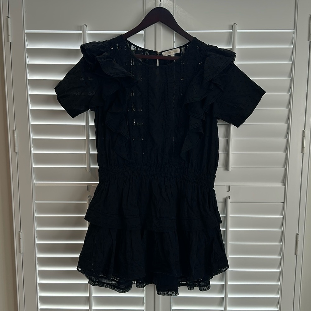 LoveShackFancy Natasha Mini Dress in Black
